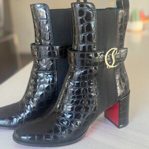 Christian Louboutin Chelsea Booty black embossed crocodile-effect calf leather